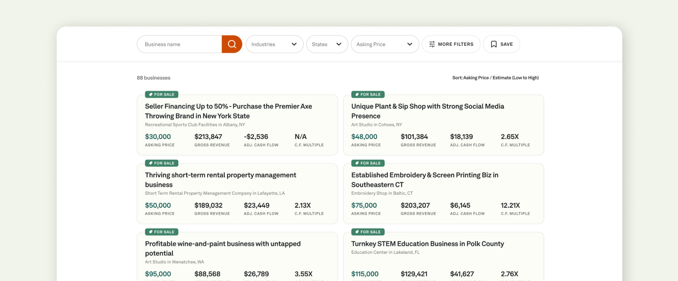 Business for sale teaser listing