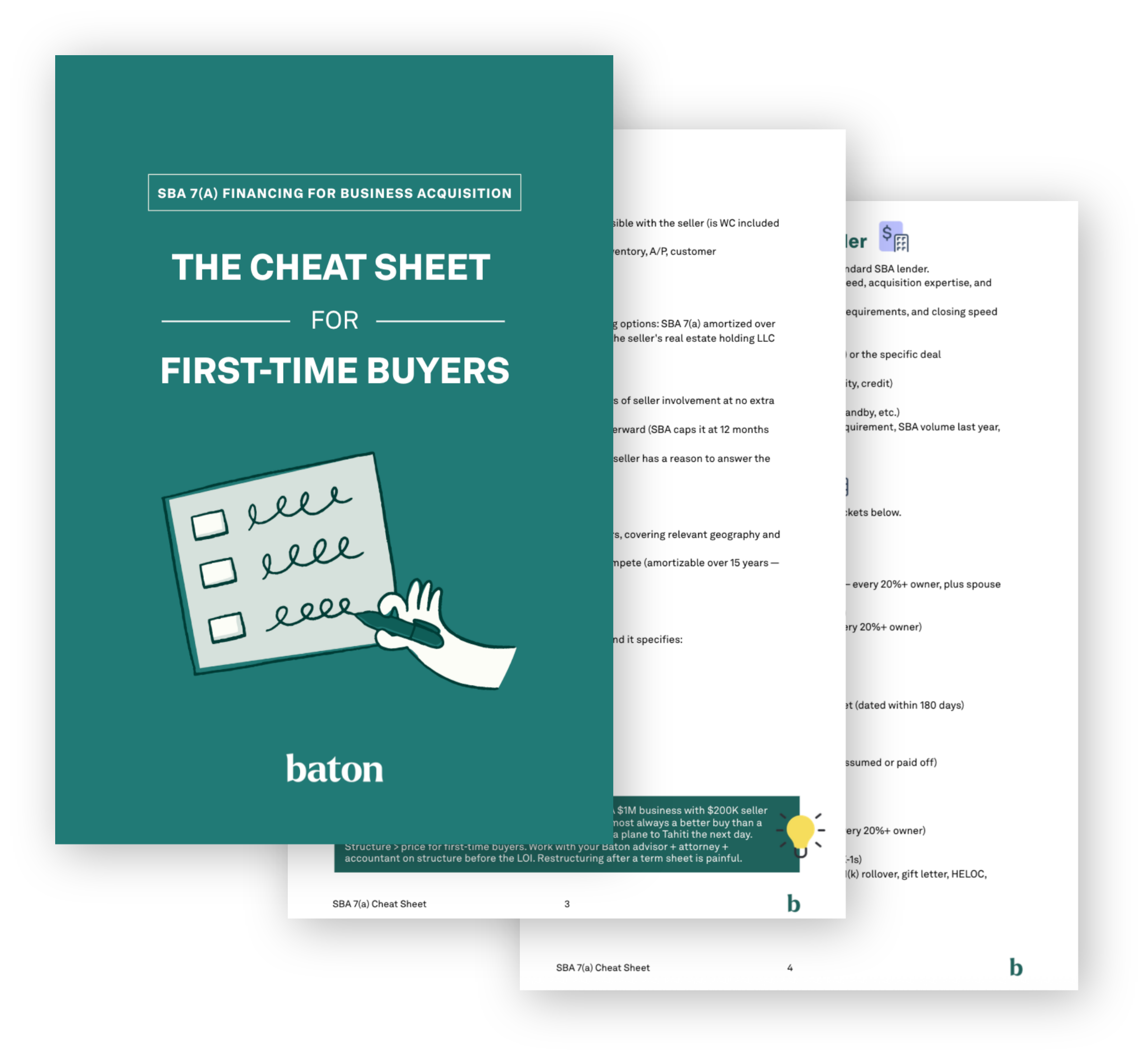 SBA 7(a) Cheat Sheet for First-Time Buyers — Cover